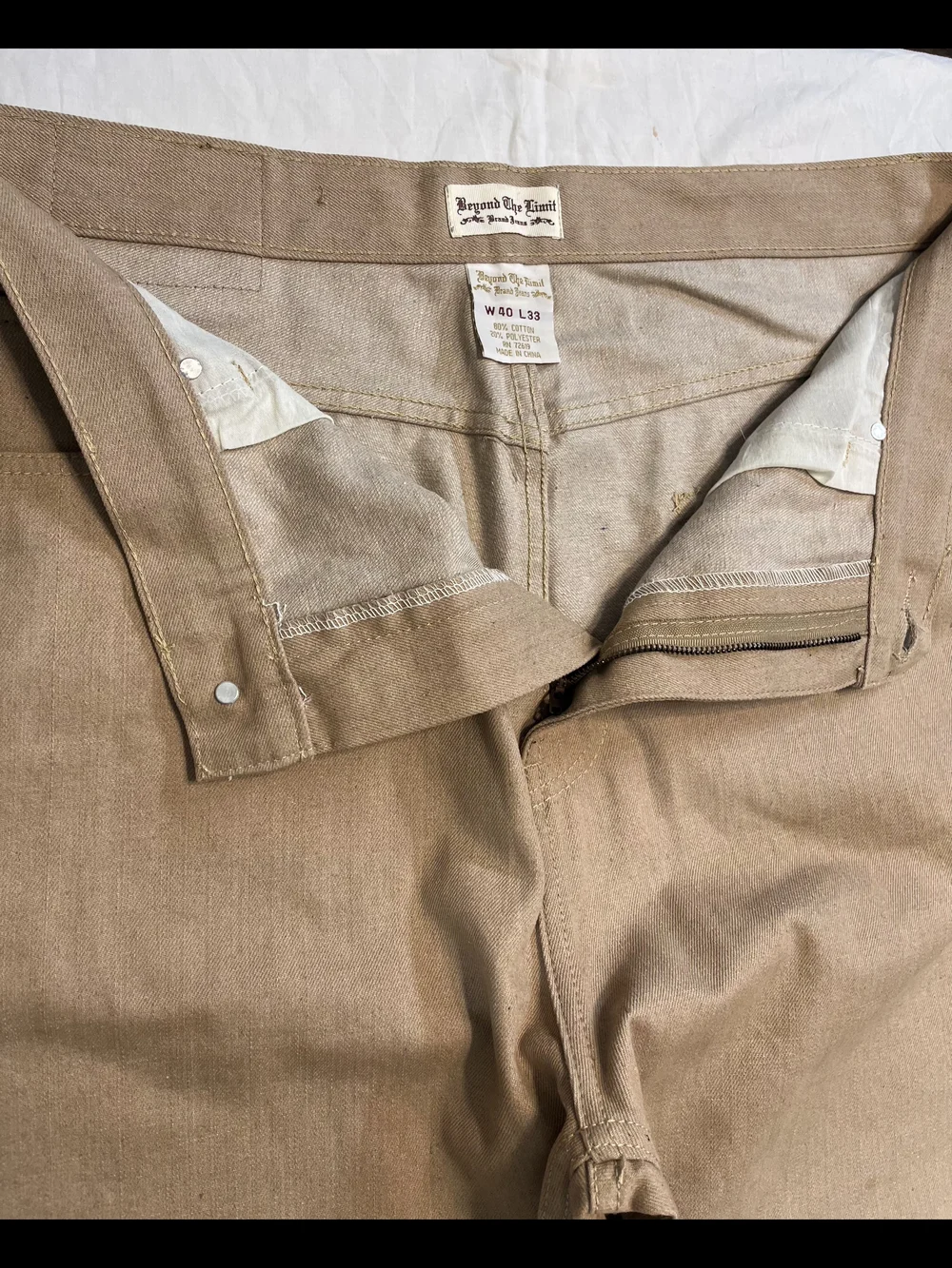 Byon The Limit. Men's Beige Denim Pants W40 L33